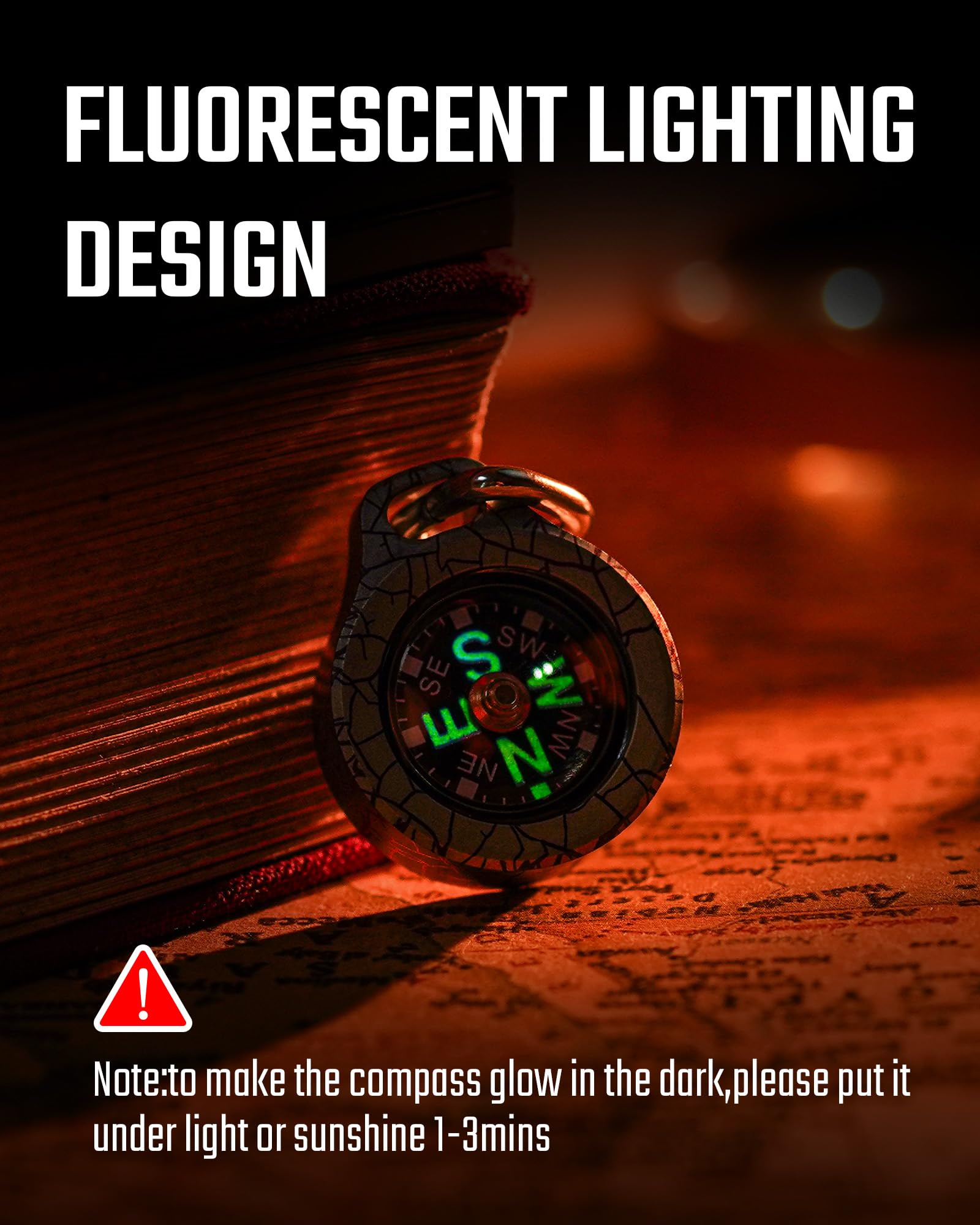 Mecarmy Cmp Titanium Ice Crackle Mini Compass, Pocket Compass Hiking Survival, Small Ipx5 Waterproof, Glow In The Dark, Compact,